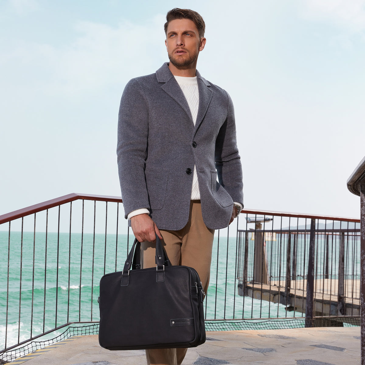 Oscar leather 3-gusset briefcase