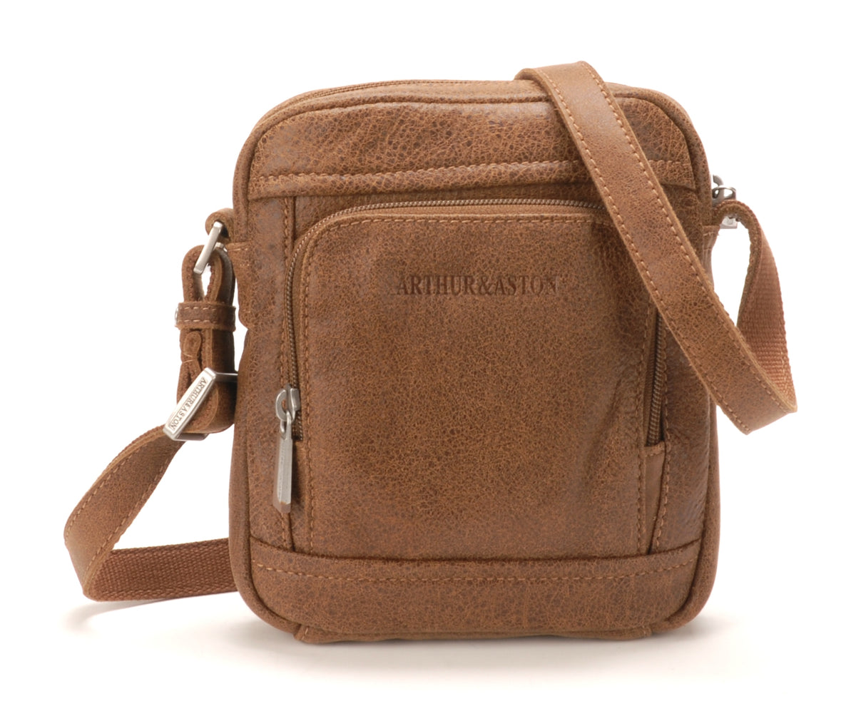 Cristiano destroyed leather crossbody bag, small model