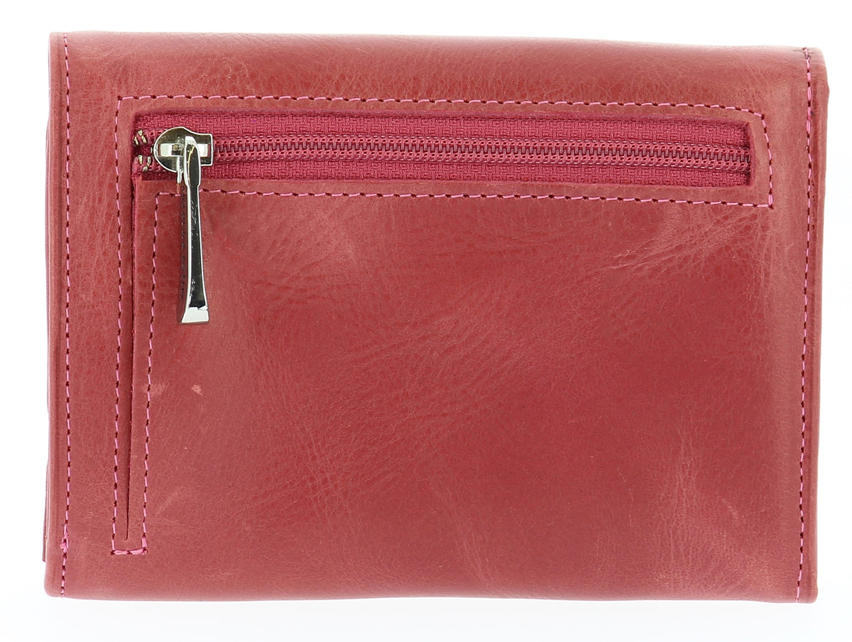 Oiled cowhide leather wallet Pink
