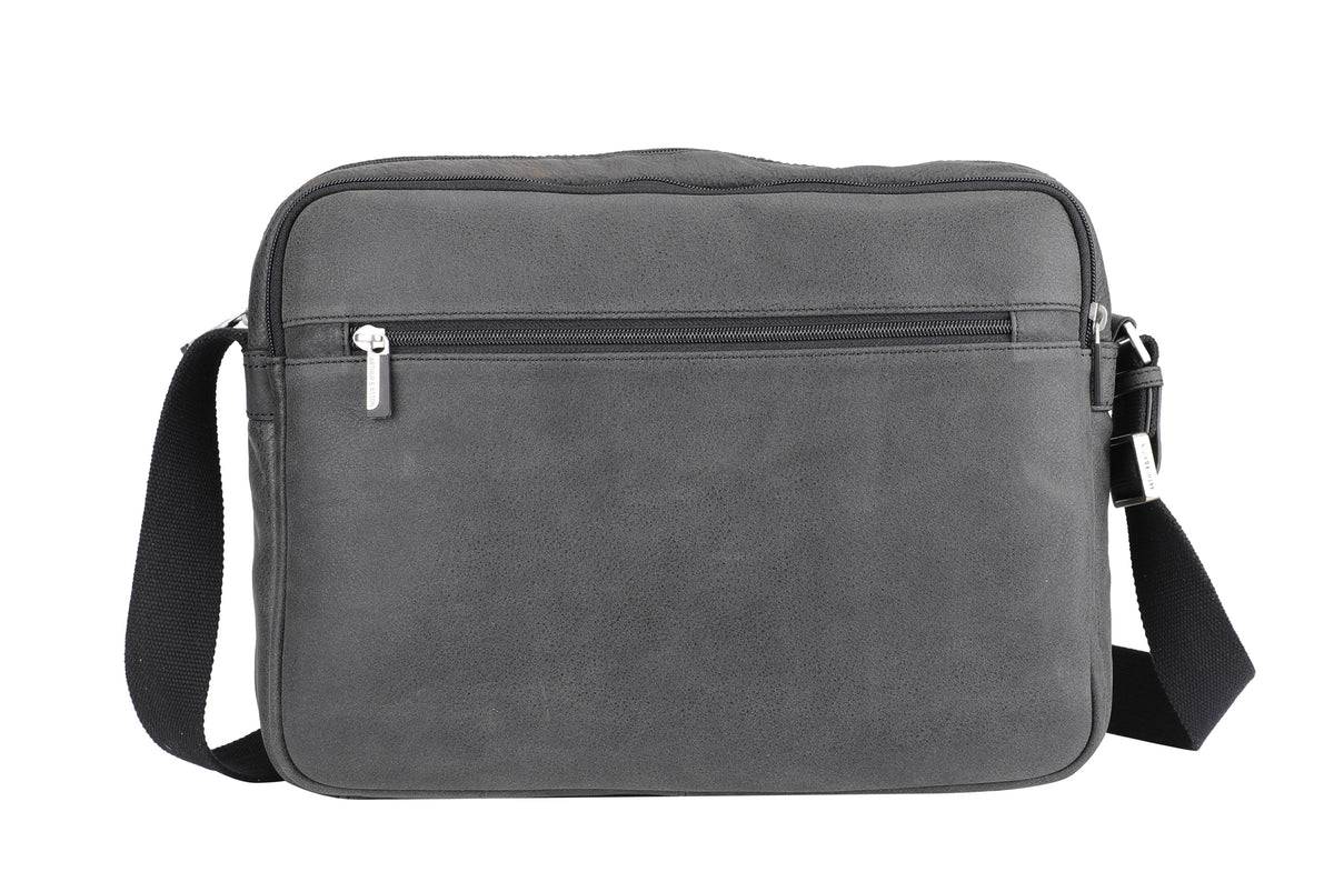 Cristiano destroyed leather messenger bag