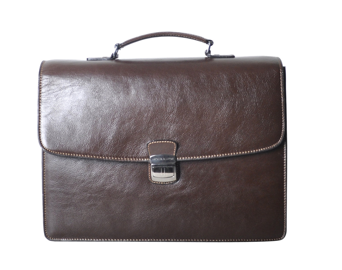 Georges cowhide leather 1-gusset briefcase