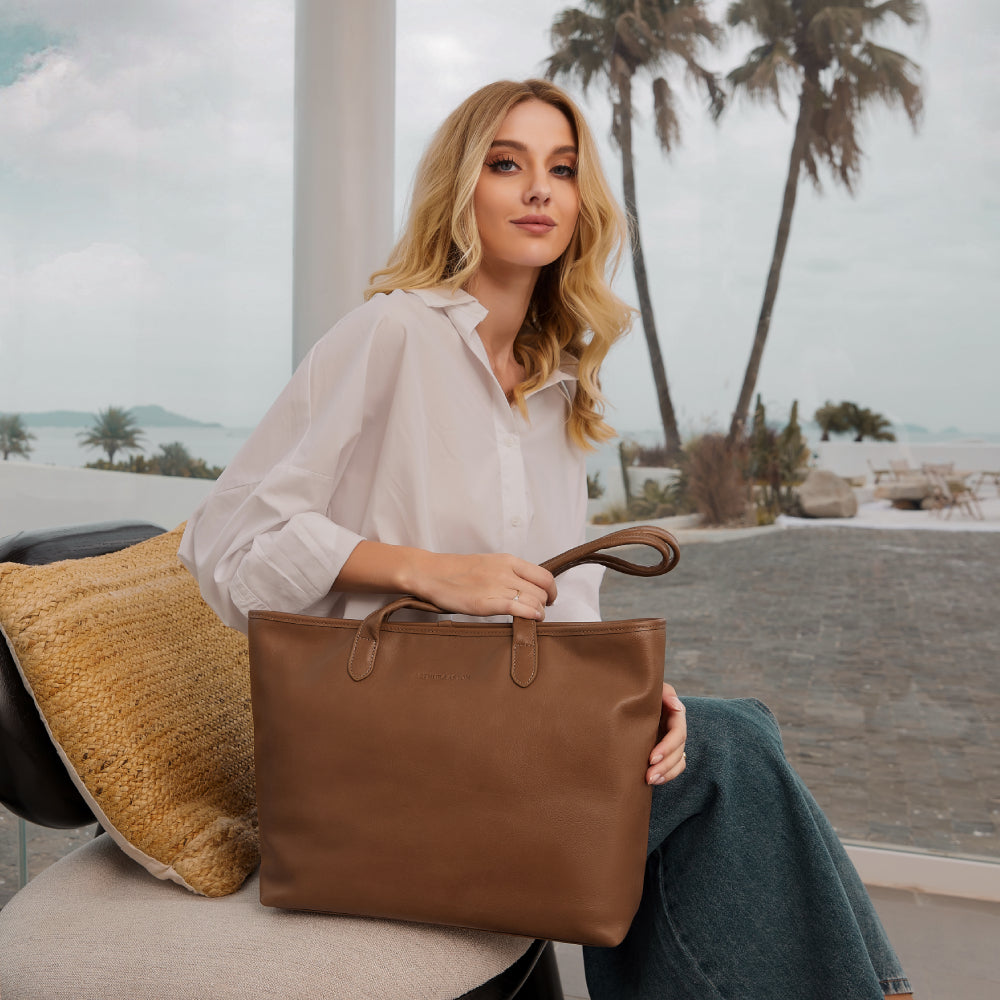Large Edith leather shopping bag