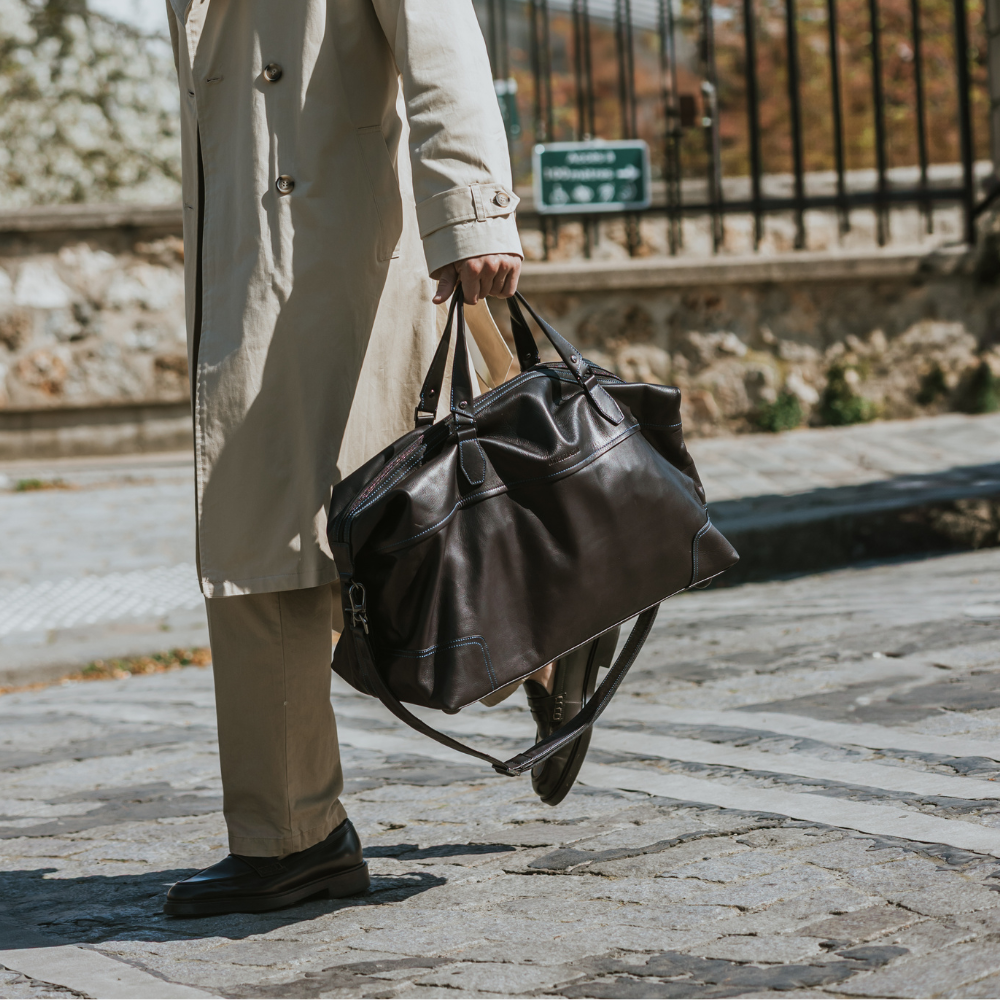 Sac de voyage en cuir plongé