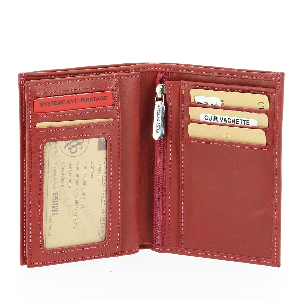 Portefeuille Rose en cuir