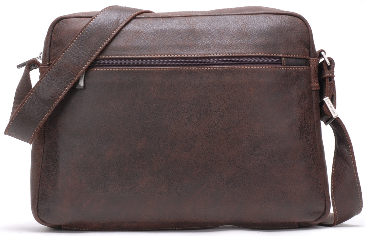 Cristiano destroyed leather satchel bag
