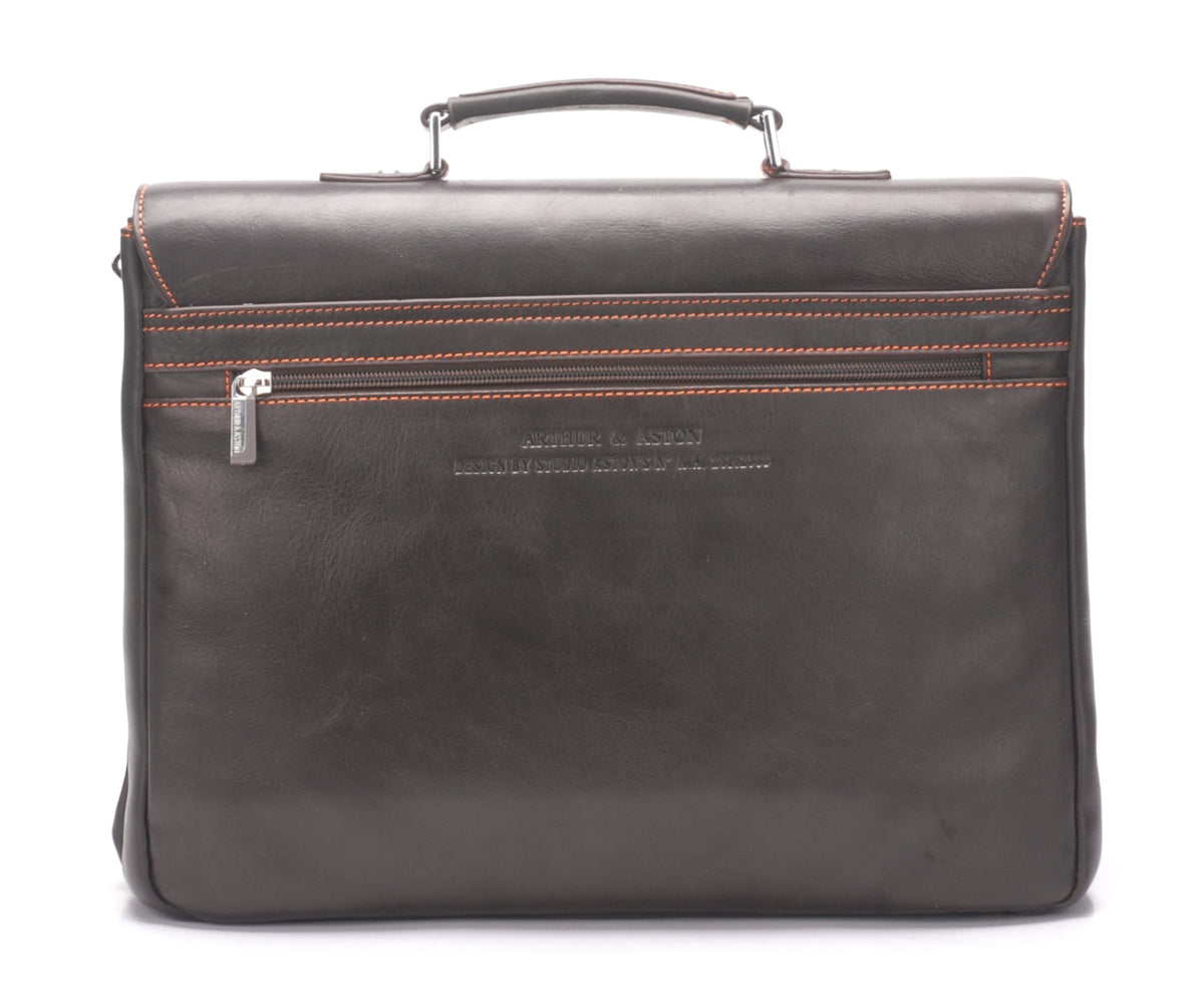 Serviette 2 soufflets cuir vachette et doublure coton