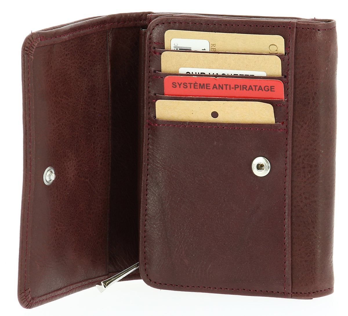 Oiled cowhide leather wallet Pink