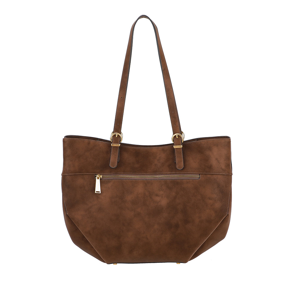 Sac cabas L croûte de cuir Madelena