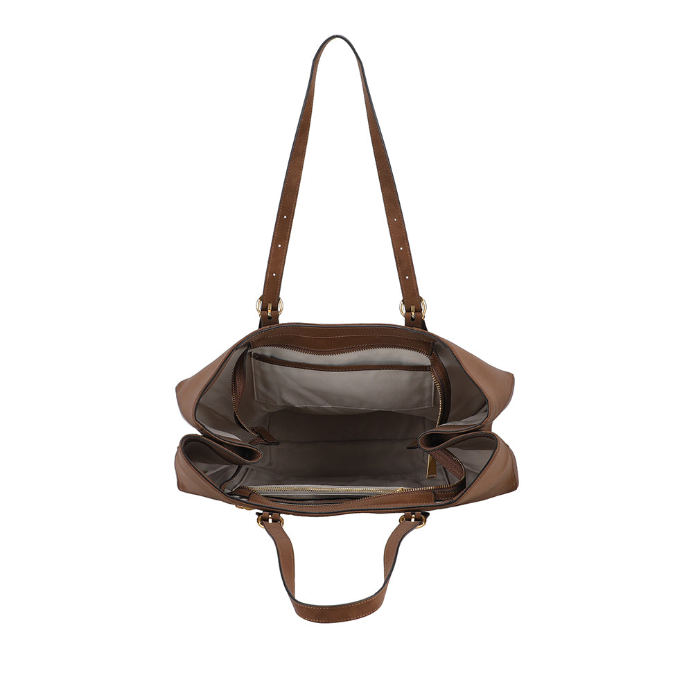 Sac cabas L croûte de cuir Madelena